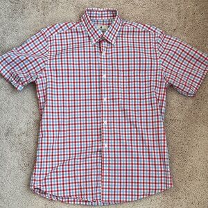 Classic Red and White Plaid Men's Shirt